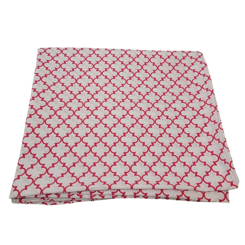 Garnet Hill King Duvet Cover Red White Geometric Quatrefoil 100% Cotton EUC READ